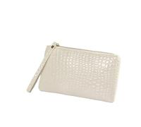 Lot de 2 portefeuilles for femmes, porte-monnaie, petit sac de poignet, porte-monnaie en PU, fermeture éclair pour les achats liés aux voyages(White)