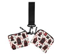 Lot de 2 portefeuilles gothiques rouges et noirs pour femme avec fermeture éclair et porte-clés, Croix gothique rouge et noir pour Halloween cercueil, 1 size, Décontracté