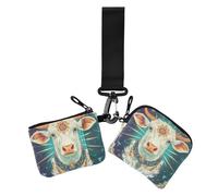 Lot de 2 portefeuilles minimalistes pour cartes de tarot fluo avec poche zippée pour pièces de monnaie pour femme, Carte de tarot néon vache, 1 size, Impression artistique