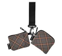 Lot de 2 portefeuilles minimalistes pour cartes de visite et d'argent avec porte-clés pour femmes et filles, Buffalo Plaid écossais écossais marron et orange, 4.13"(L) x 3.5"(W), Accessoire de voyage