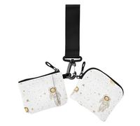 Lot de 2 portefeuilles pour cartes de visite avec dragonne pour femme Motif planète astronaute blanche, Dessin animé mignon planète astronaute blanc, 1 size, Décontracté