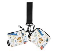 Lot de 2 portefeuilles pour cartes de visite avec porte-clés Motif Royaume des pirates Blanc, Cartoon White Pirate Kingdom, 1 size, Décontracté