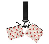Lot de 2 portefeuilles simples pour femme avec inscription Merry Christmas Red Socks - Porte-monnaie avec porte-clés