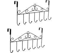 lot de 2 portemanteaux métalliques de 42,5cm à monter au-dessus de la porte | patère avec 7 crochets | barre de crochet de porte couleur : [noir] | crochet de porte portemanteau | portemanteau | barre