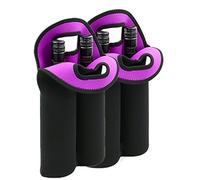 Lot de 2 portes-bouteille isotherme BTSKY, chacun pouvant accueillir deux bouteilles, en néoprène noir, pour bouteilles de vin et autres boissons