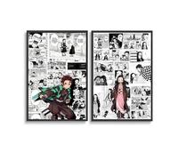 Lot de 2 posters classiques de dessins animés noirs et blancs My Poster Hero Academia pour chambre, art mural esthétique sur toile, décoration de chambre à coucher, 30 x 45 cm