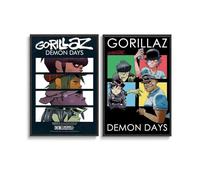 Lot de 2 posters Gorillaz vintage Demon Days Band Music Cover pour chambre, art mural esthétique en toile, décoration de chambre à coucher, 30 x 45 cm