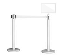 Lot de 2 Poteau de Guidage avec 180 Cm Ceintures Rétractables, Barrière de Balisage avec Porte Affiche A4, pour Banque, Magasin, Événement, Musée, Exposition