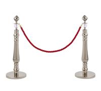 Lot de 2 Poteau de Guidage Barriere avec Poteaux et Cordes en Velours Idéales pour les Fêtes les Musées et les Mariages(Silver)