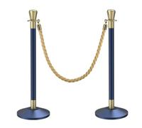 Lot de 2 Poteau de Guidage Barriere Extensible avec Cordes en Velours et Base Lestée pour Théâtres Fêtes Mariages Hôtels(Blue)