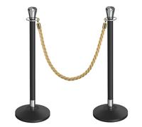 Lot de 2 Poteau de Guidage Barriere Extensible avec Cordes en Velours et Base Lestée pour Théâtres Fêtes Mariages Hôtels(Silver)