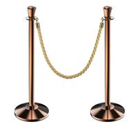 Lot de 2 Poteau de Guidage Barriere Extensible avec Cordes en Velours et Base Lestée pour Théâtres Fêtes Mariages Hôtels(Brown)