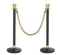Lot de 2 Poteau de Guidage Barriere Extensible avec Cordes en Velours et Base Lestée pour Théâtres Fêtes Mariages Hôtels(Gold)