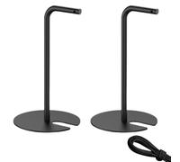 Lot de 2 Poteau de Guidage Courts avec Corde en Nylon de 5 Mètres, Pochoirs de Contrôle de la Foule avec Base Métallique Solide, Poteaux en Acier Inoxydable pour Musées et Galeries d'art(Black)