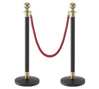Lot de 2 Poteau de Guidage Poteaux de Clôture avec Base en Fonte pour Fêtes Mariages Théâtres Tapis Rouge(Black)