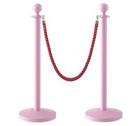Lot de 2 Poteau de Guidage Poteaux de Clôture avec Base en Fonte pour Fêtes Mariages Théâtres Tapis Rouge(Pink)