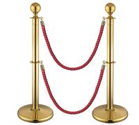 Lot de 2 Poteau de Guidage Poteaux de Clôture Isolation Double Couche pour Séparateurs de Files D'attente de Commerces de Détail(Gold)