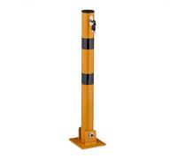 Lot de 2 poteaux de délimitation Relaxdays, pliables, en acier, jaune/noir