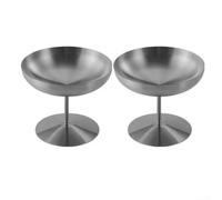 Lot de 2 pots à dessert en acier inoxydable de qualité supérieure avec pied haut - Verres à cocktail élégants pour bagatelle, yaourt, salade de fruits, cuisine, salle à manger, 12,5 x 10,5 cm (150 ml)