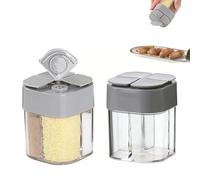 Lot de 2 pots à épices carrés 4 en 1 en plastique gris pour le stockage des épices au barbecue