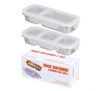 Lot de 2 pots à goûter en acier inoxydable - Boîtes hermétiques réutilisables avec couvercles à vis - Parfait pour les yaourts, les fruits et les noix - Passe au lave-vaisselle - 26,2 x 10,3 cm
