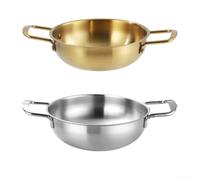 Lot de 2 pots à soupe en acier inoxydable style coréen pour nouilles et ragoût militaire avec finition polie Convient pour les cuisinières à gaz électriques en céramique Argenté 32 cm