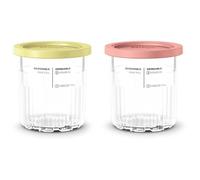 Ninja Pots à glace Creami Deluxe lot de 2 500ml sans BPA lave-vaisselle transparent/corail/jaune
