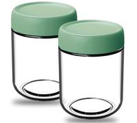 Lot de 2 pots d'avoine hermétiques avec couvercles, récipient en verre de 500 ml, bocaux Mason transparents à large ouverture pour yaourt, bouillie, confiture, vinaigrette, épices 8,9 x 11,4 cm, pot d