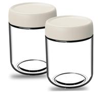 Lot de 2 pots d'avoine hermétiques avec couvercles, récipient en verre de 500 ml, bocaux Mason transparents à large ouverture pour yaourt, bouillie, confiture, vinaigrette, épices 8,9 x 11,4 cm en ver