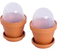 lot de 2 pots de culture en terre cuite Ø 11 cm avec soucoupe