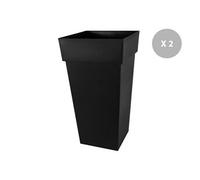 Lot de 2 pots de fleur carré Toscane 43 x H.80 cm - Anthracite