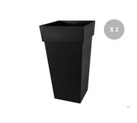 Lot de 2 pots de fleur carré Toscane 43 x H.80 cm - Anthracite anthracite G