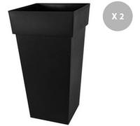 Lot De 2 Pots De Fleur Carré Toscane 43 X H.80 Cm - Anthracite Gris