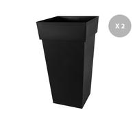 Lot de 2 pots de fleur carré Toscane 43 x H.80 cm - Anthracite anthracite G