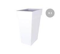 Lot de 2 pots de fleur carré Toscane 43 x H.80 cm - Blanc