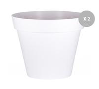 Lot De 2 Pots De Fleur Rond Toscane Ø 100 X H.79 Cm Blanc - Eda Gris