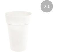 Lot de 2 Pots de fleur rond Toscane Ø 44 x H.53 cm Blanc - Eda Blanc G