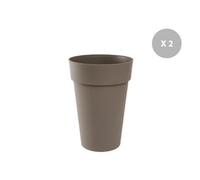 Lot De 2 Pots De Fleur Rond Toscane Ø 44 X H.53 Cm Taupe - Eda Gris
