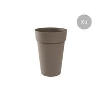 Lot De 2 Pots De Fleur Rond Toscane Ø 44 X H.53 Cm Taupe - Eda Gris