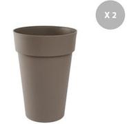 Lot De 2 Pots De Fleur Rond Toscane Ø 44 X H.53 Cm Taupe - Eda Gris