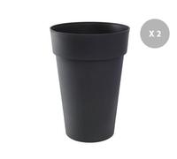 Lot De 2 Pots De Fleur Rond Toscane Ø 46 X H.65 Cm Anthracite - Eda Gris