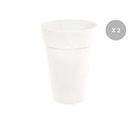 Lot De 2 Pots De Fleur Rond Toscane Ø 46 X H.65 Cm Blanc - Eda Gris