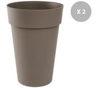 Lot de 2 Pots de fleur rond Toscane Ø 46 x H.65 cm Taupe -