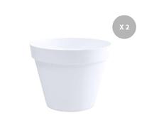 Lot De 2 Pots De Fleur Rond Toscane Ø 60 X H.47 Cm Blanc - Eda Gris