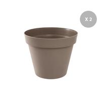 Lot De 2 Pots De Fleur Rond Toscane Ø 60 X H.47 Cm Taupe - Eda Gris