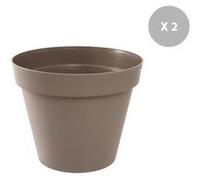 Lot De 2 Pots De Fleur Rond Toscane Ø 60 X H.47 Cm Taupe - Eda Gris