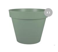 Lot De 2 Pots De Fleurs Ronds En Plastique Eda Toscane Vert Laurier Ø 60 Cm - Eda Gris