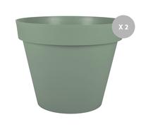 Lot De 2 Pots De Fleur Rond Toscane Ø 60 X H.47 Cm Vert Laurier - Eda Gris