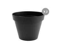 Lot de 2 Pots de fleur rond Toscane Ø 80 x H.66 cm Anthracite - Eda