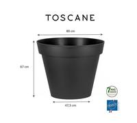 Lot De 2 Pots De Fleur Rond Toscane Ø 80 X H.66 Cm Anthracite - Eda Gris